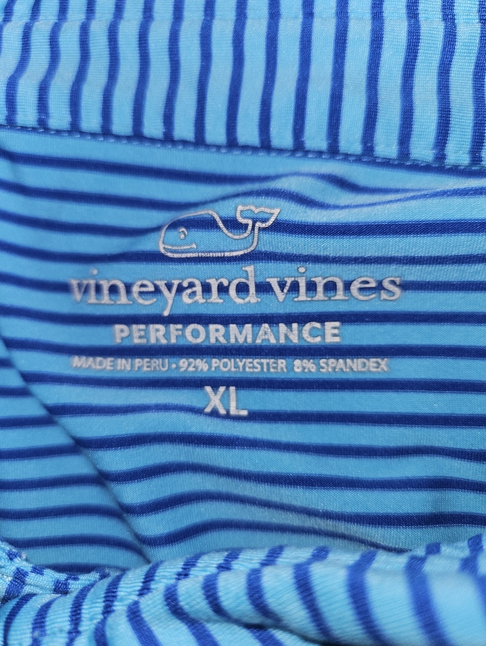 Vineyard Vines Performance Polo XL Blue Striped Moisture Wicking Golf Shirt - Picture 4 of 10